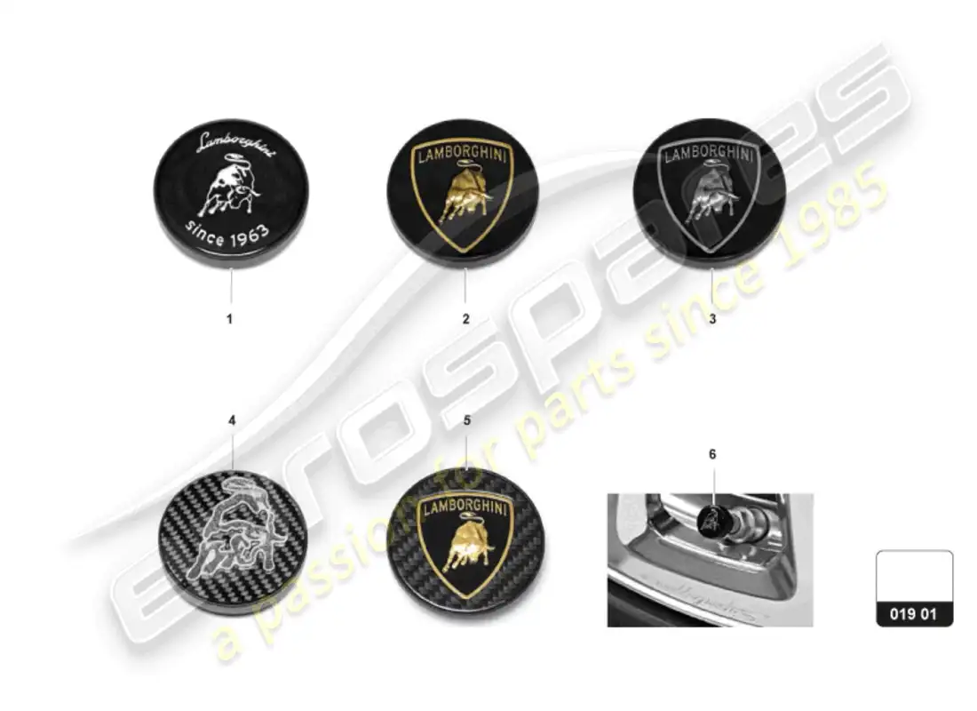 lamborghini revuelto coupe (accessories) 1 ajustar tapacubos de rueda diagrama de piezas