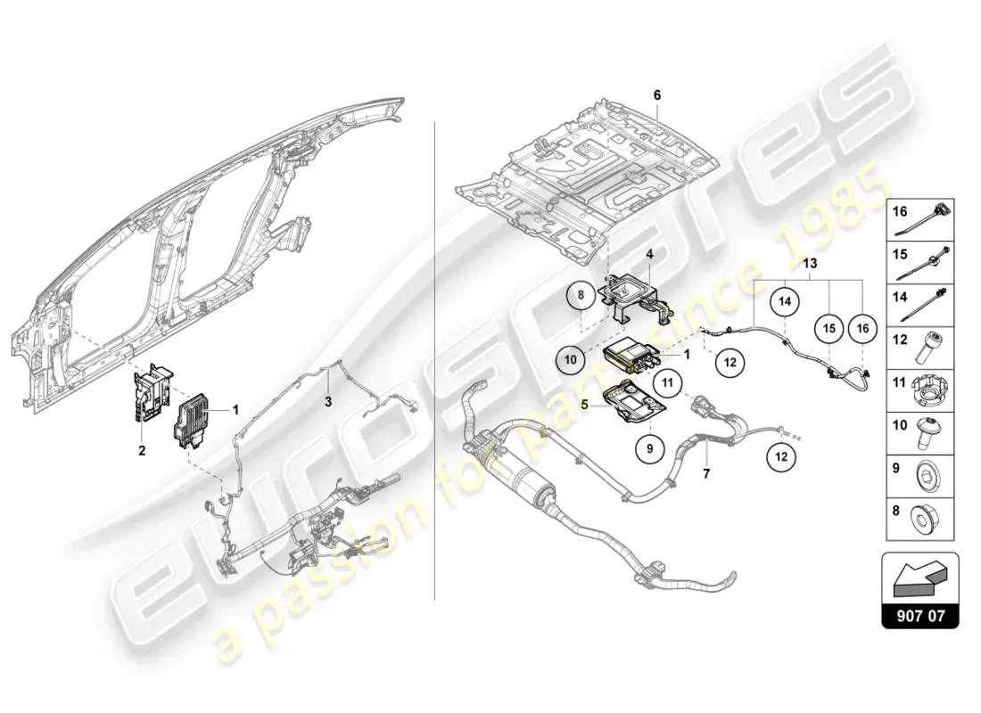 lamborghini urus (2021) unidad de control para estabilización activa del rodillo diagrama de piezas