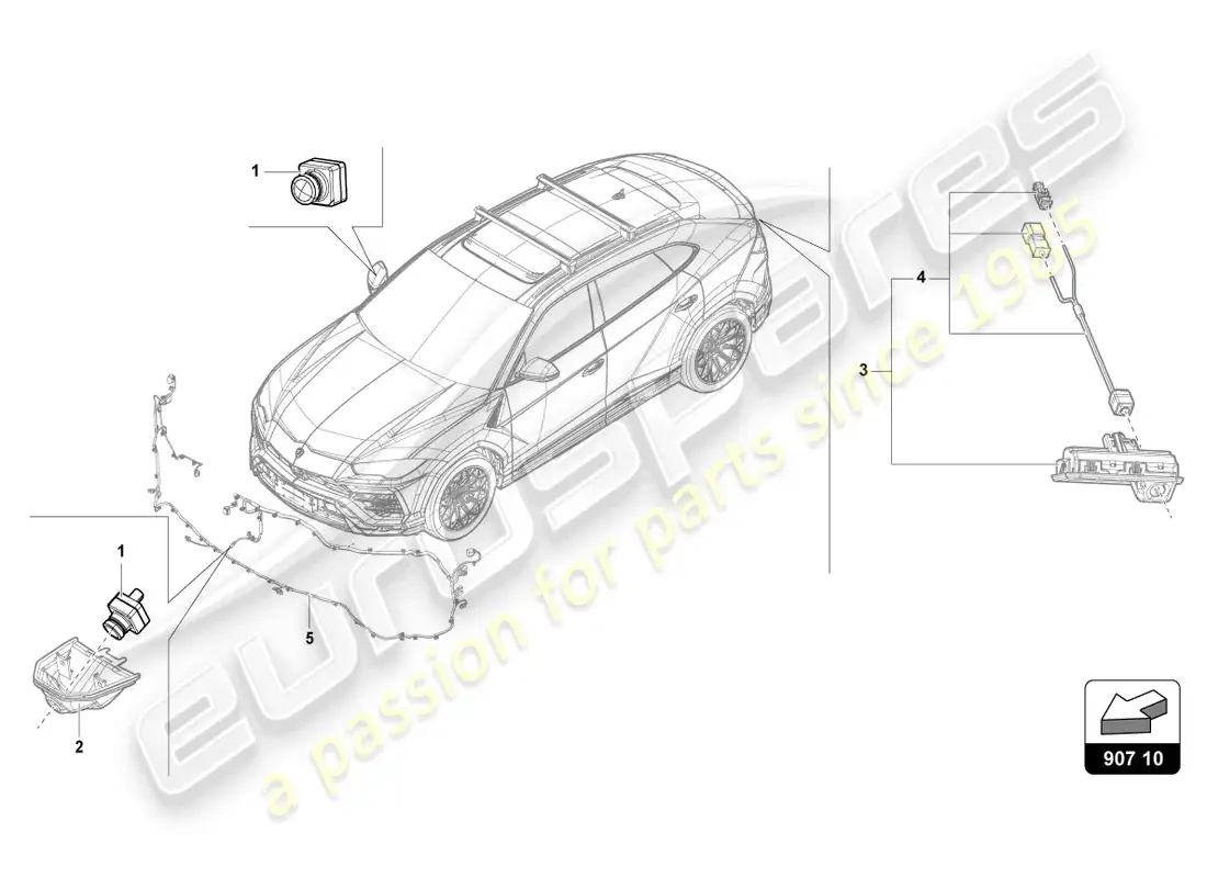 lamborghini urus (2020) cámara ambiente del vehículo diagrama de piezas