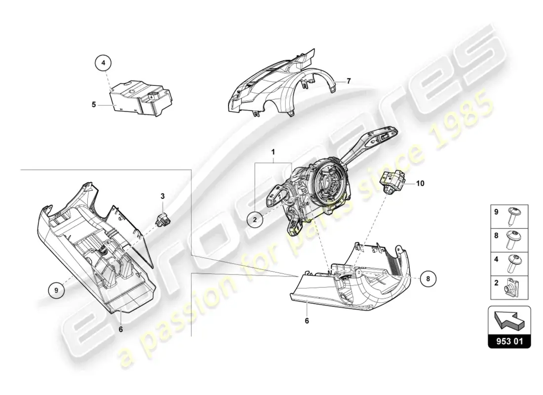 lamborghini urus (2021) dirección col. interruptor combinado diagrama de piezas