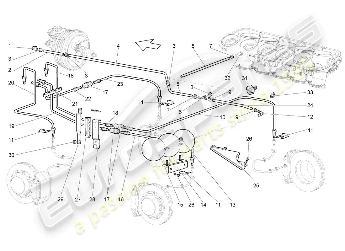 lamborghini gallardo coupe (2005) tubo de freno diagrama de piezas
