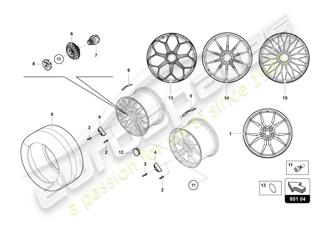 lamborghini ultimae roadster (2022) ruedas/neumáticos traseros diagrama de piezas