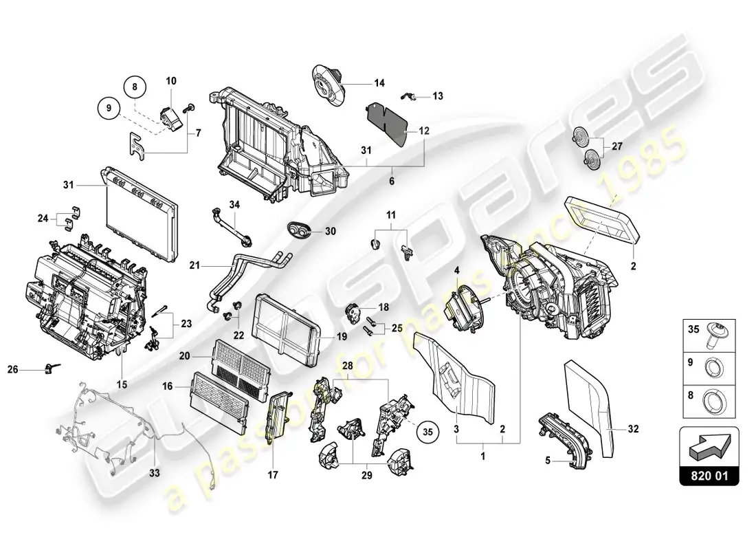 lamborghini urus performante (2023) aire diagrama de piezas