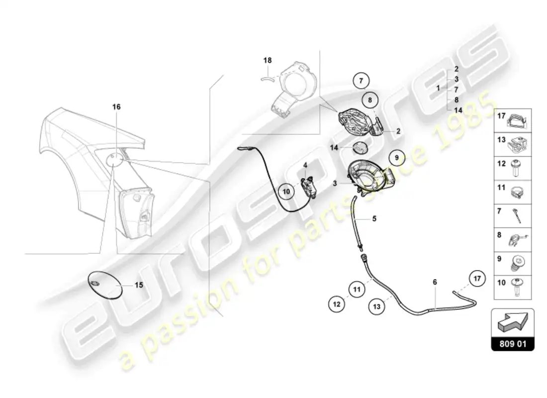 lamborghini sterrato (2024) tapa de llenado de combustible diagrama de piezas