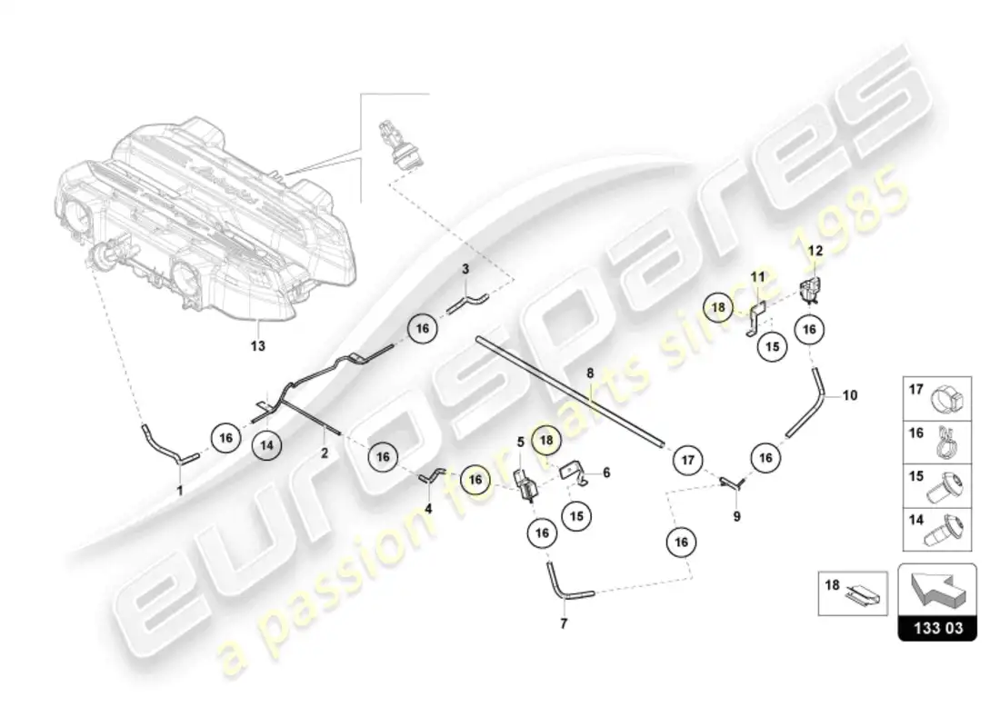 lamborghini revuelto coupe (2024) colector de admisión diagrama de piezas