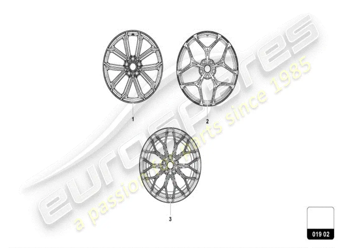 lamborghini revuelto coupe (accessories) llanta de aluminio diagrama de piezas