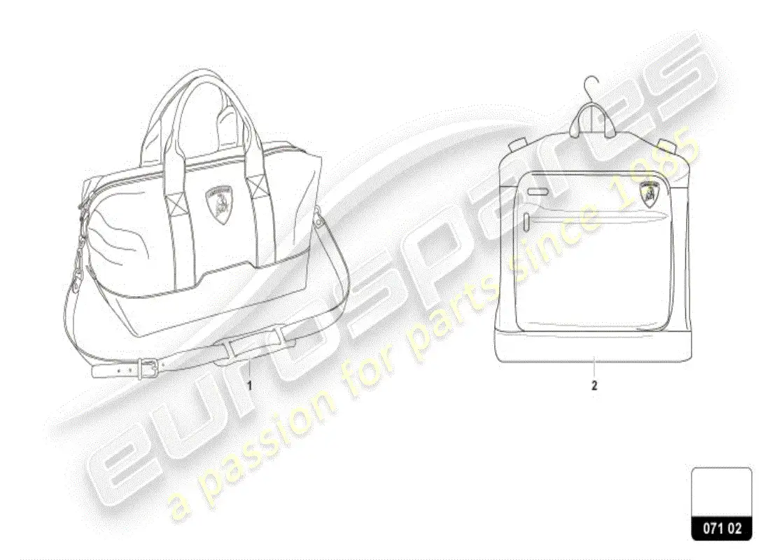 lamborghini revuelto coupe (accessories) diagrama de piezas del set de bolsas de viaje