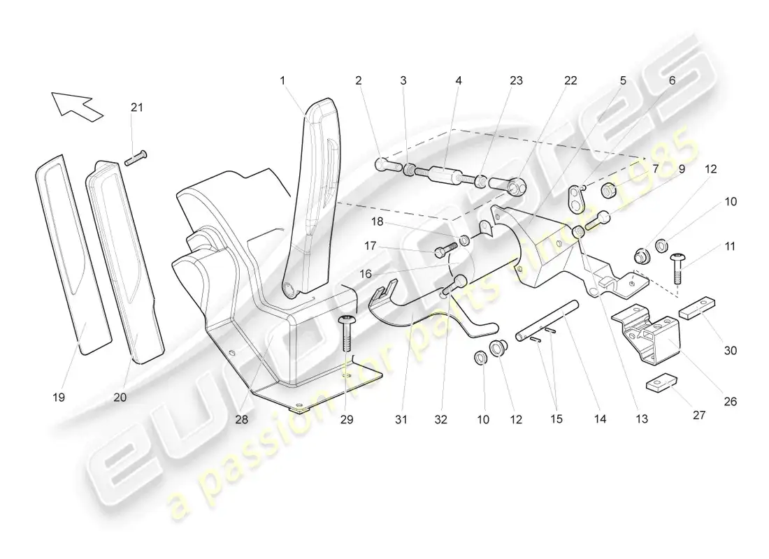 lamborghini gallardo spyder (2006) pedal del acelerador lhd diagrama de piezas