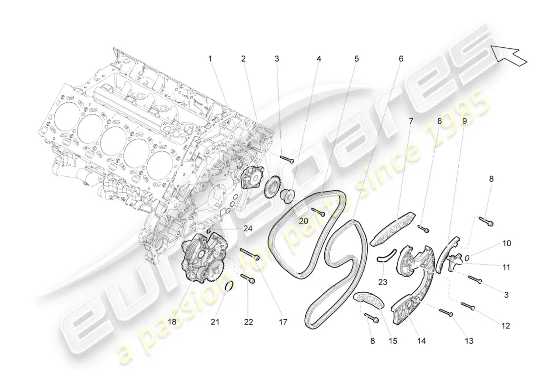 lamborghini gallardo spyder (2008) cadena de distribución diagrama de piezas