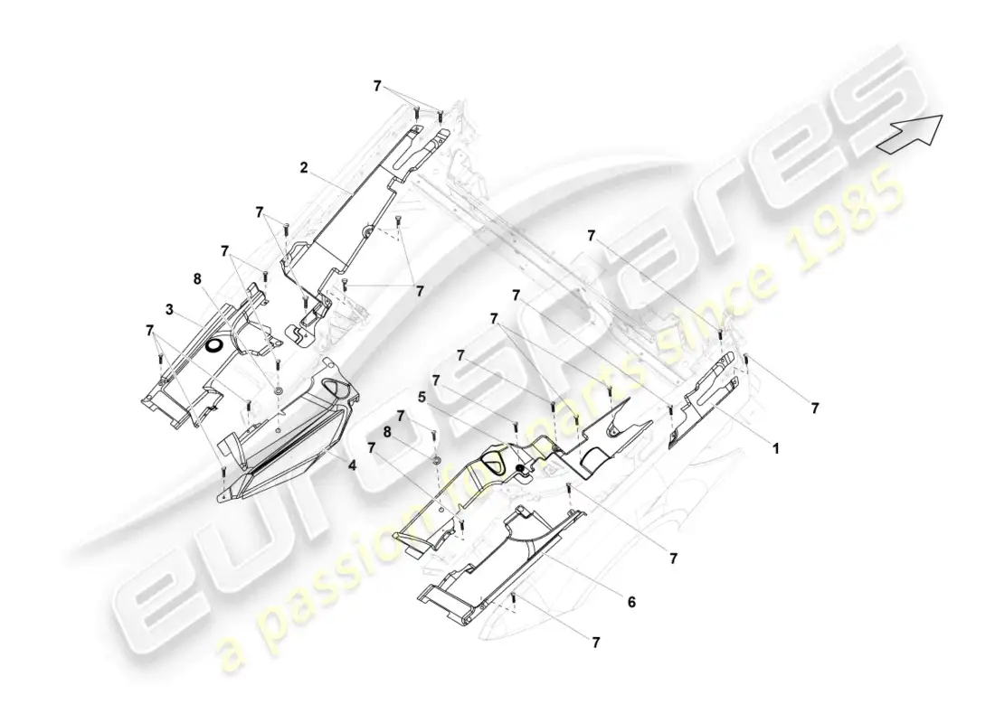 lamborghini gallardo spyder (2008) tapa para compartimiento del motor diagrama de piezas