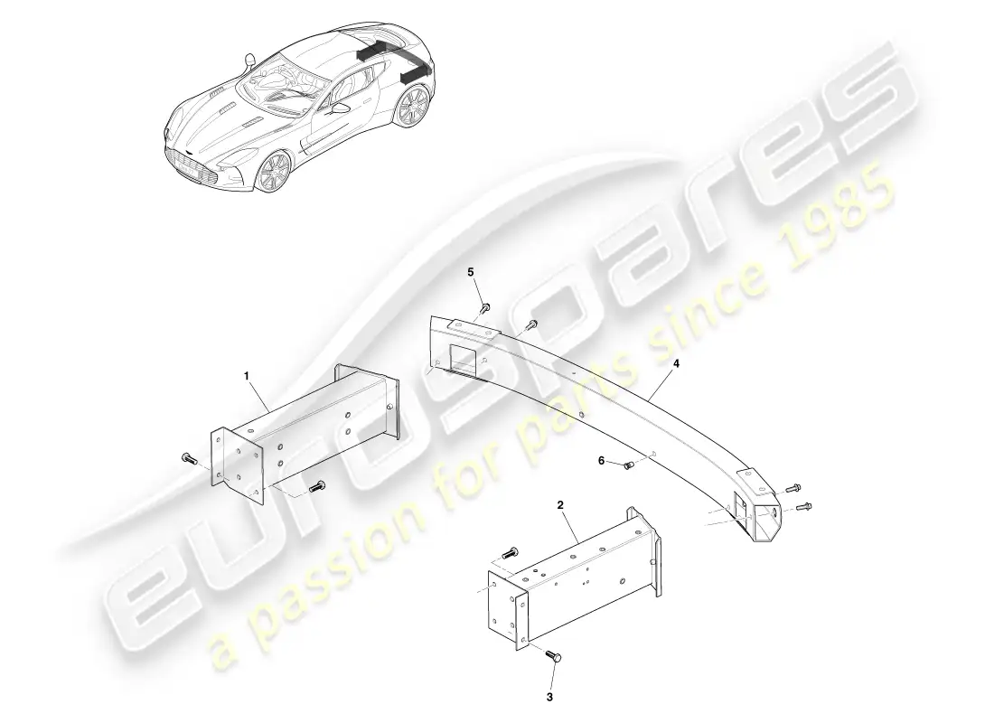 aston martin one-77 (2011) armadura del parachoques trasero diagrama de piezas