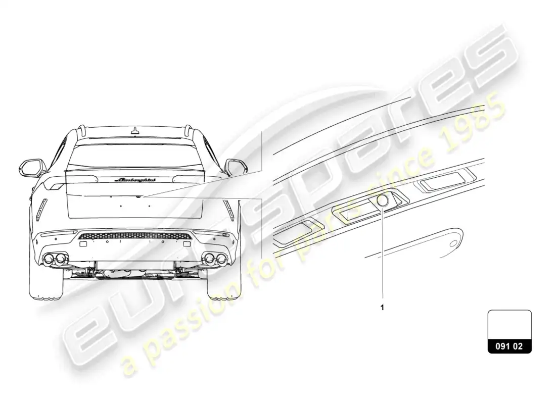 lamborghini urus s (accessories) kit retrofit para cámara de marcha atrás diagrama de piezas