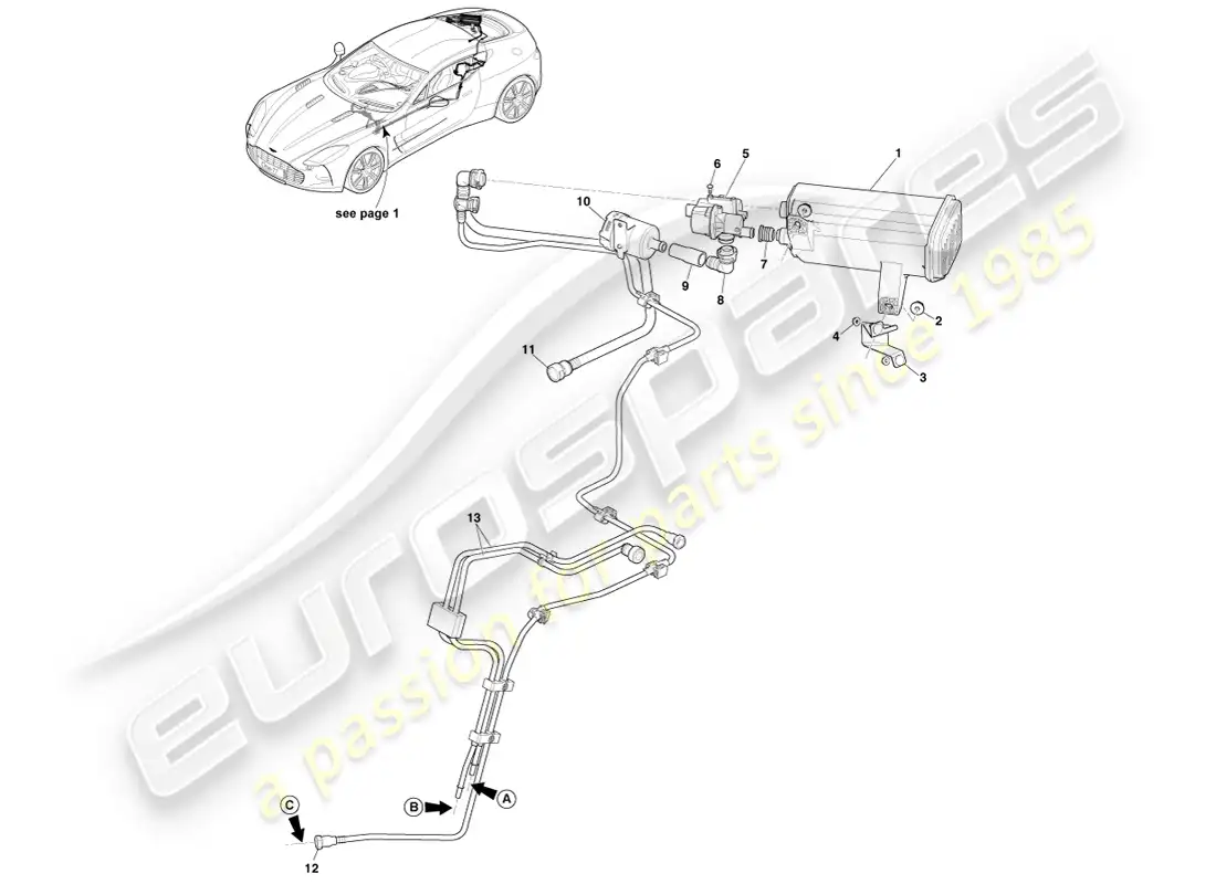 aston martin one-77 (2011) bote de carbono diagrama de piezas