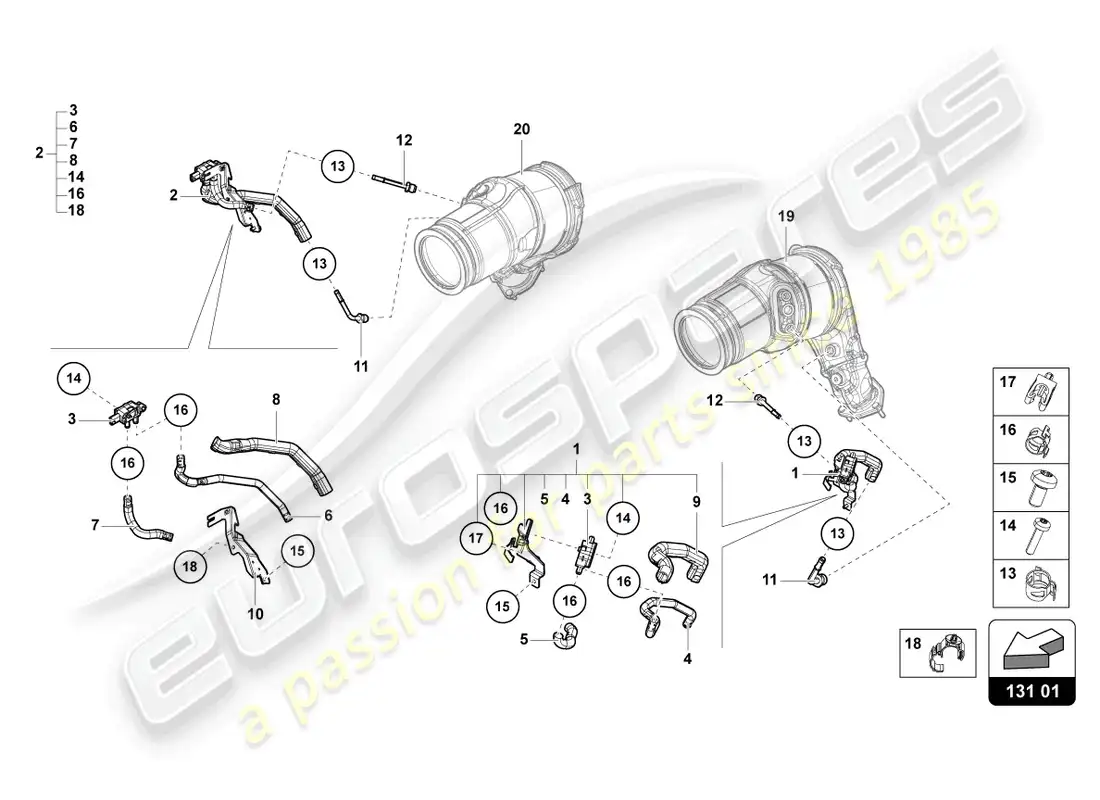 lamborghini urus (2021) línea de control con transmisor de diferencia de presión opf diagrama de piezas