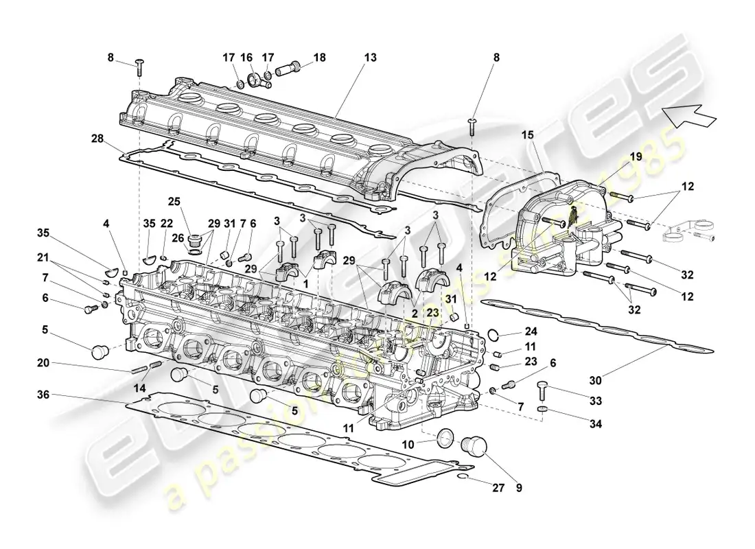 lamborghini reventon roadster culata derecha diagrama de piezas
