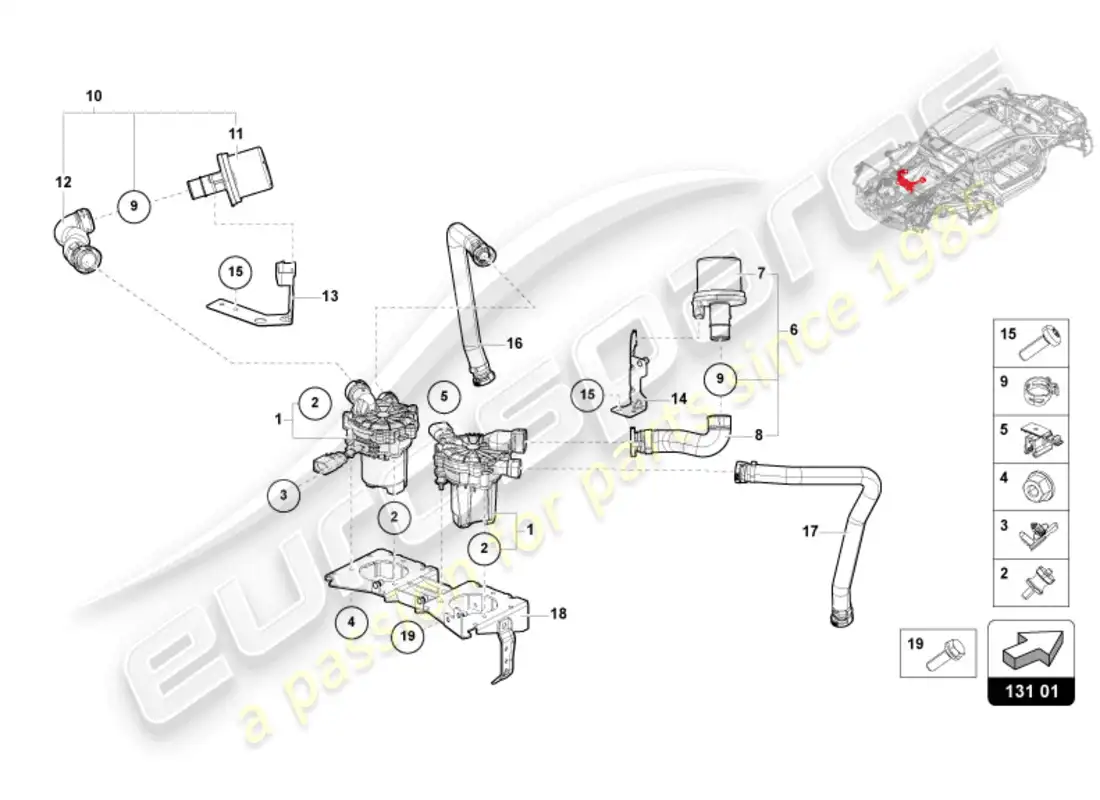 lamborghini revuelto coupe (2024) bomba de aire secundario diagrama de piezas