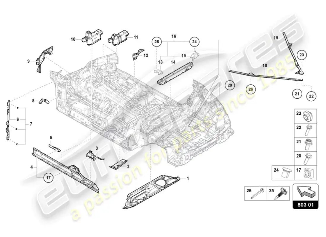 lamborghini urus (2020) bajos diagrama de piezas