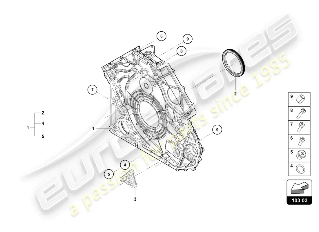 lamborghini tecnica (2023) tapa para caja de distribución diagrama de piezas