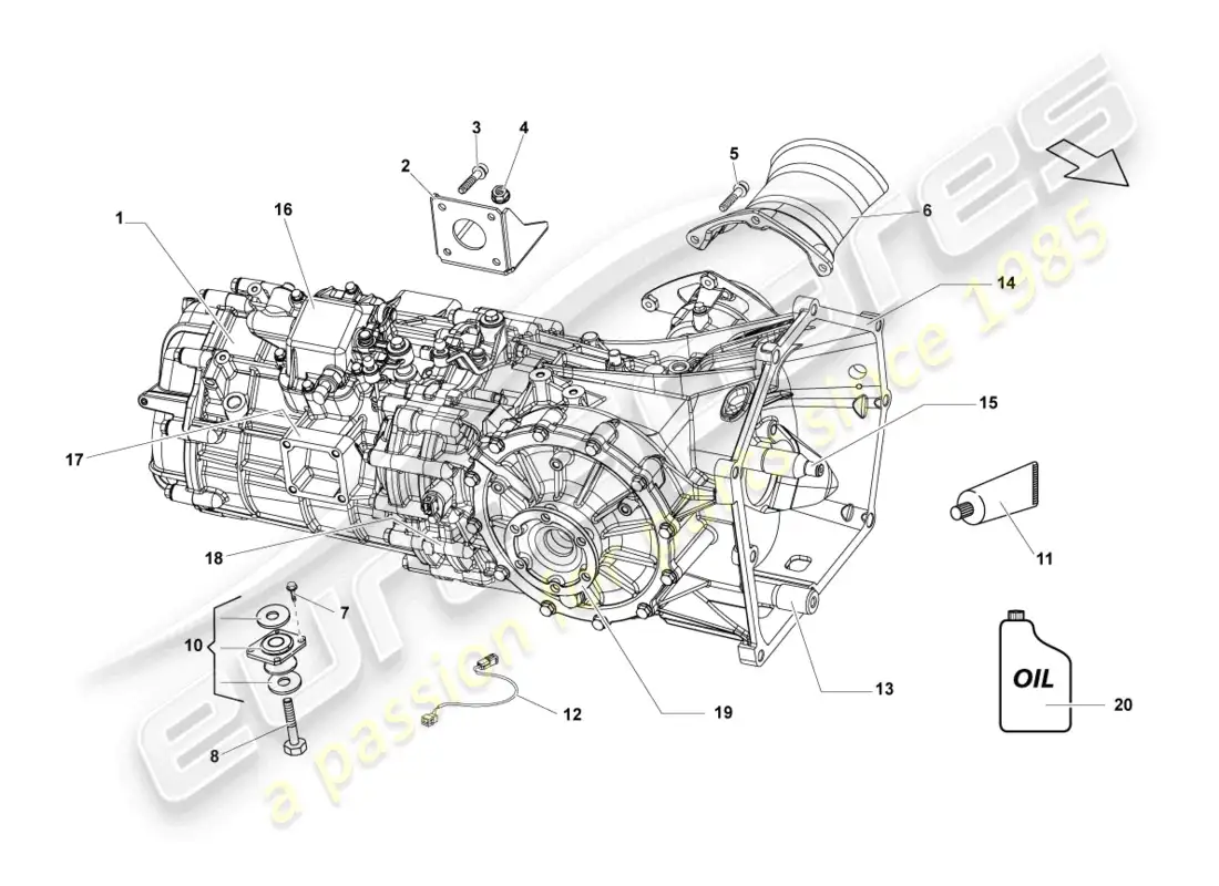 lamborghini lp560-4 spider (2011) caja de cambios completa diagrama de piezas