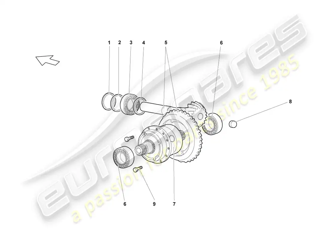 lamborghini lp640 coupe (2008) diferencial trasero diagrama de piezas