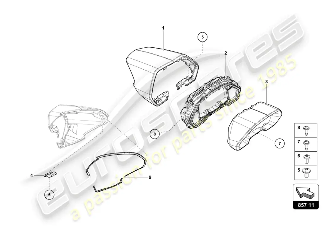 lamborghini ultimae (2022) instrumento combi diagrama de piezas