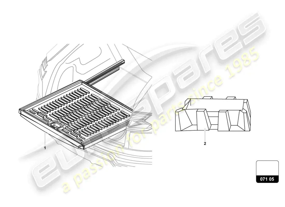lamborghini urus s (accessories) extensión para suelo de maletero diagrama de piezas