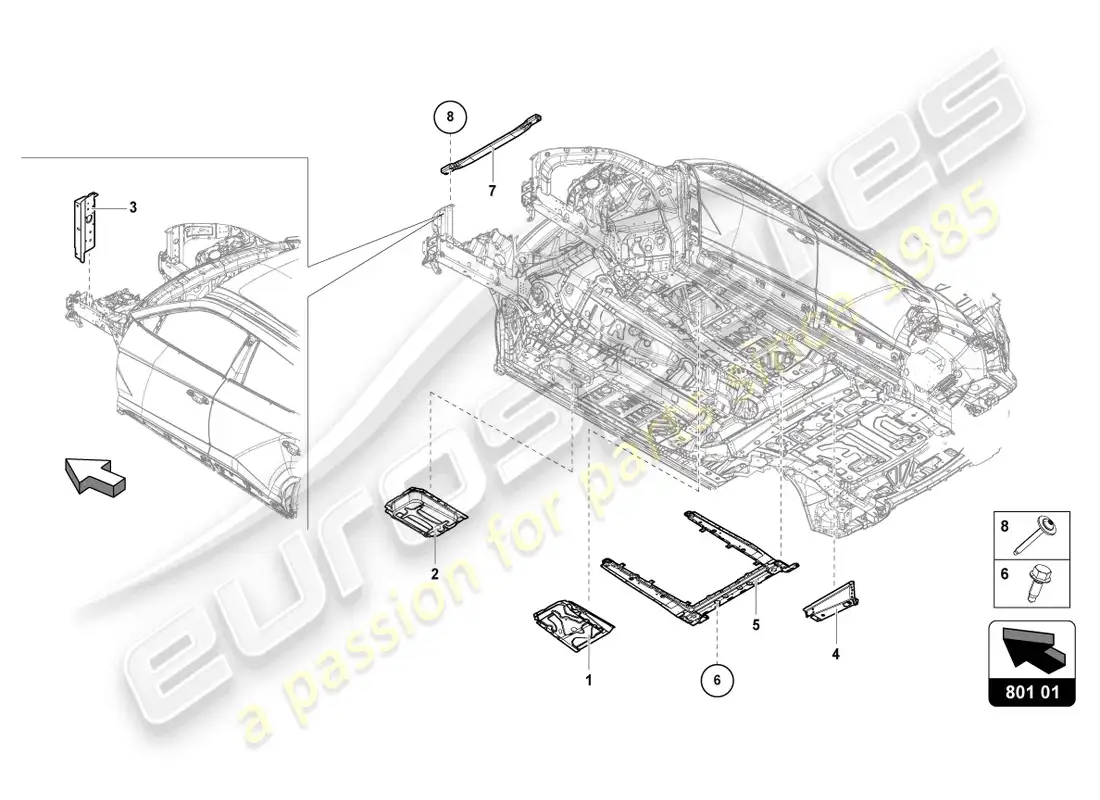 lamborghini urus s (2023) retenedor para batería diagrama de piezas