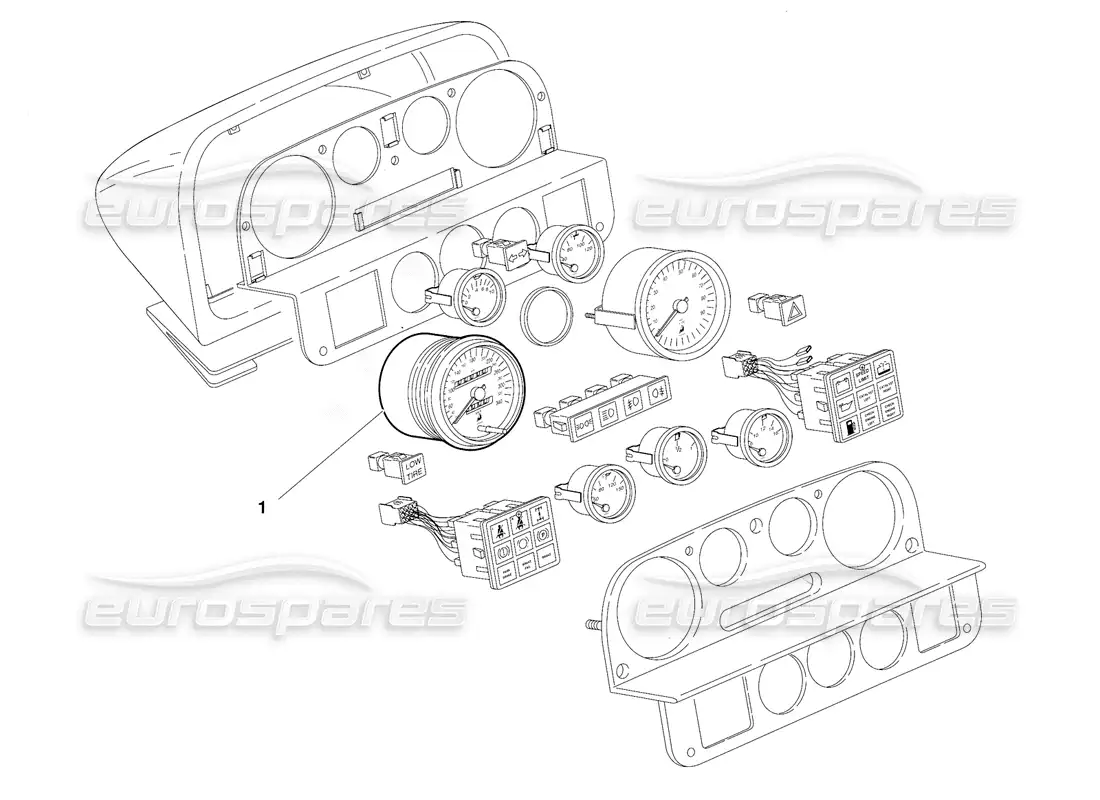 lamborghini diablo (1991) instrumentos del panel (válido para la versión de ee. uu.: 1991 de septiembre) diagrama de piezas