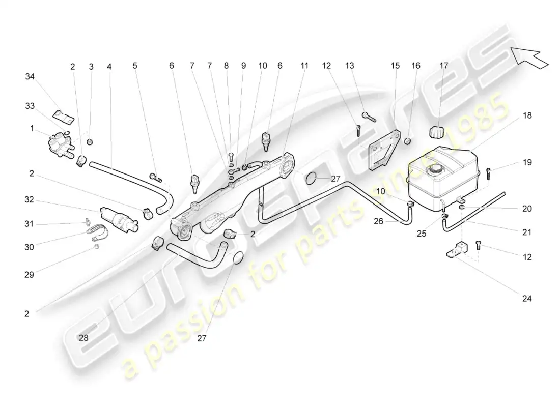 lamborghini gallardo coupe (2005) bomba de refrigerante adicional diagrama de piezas
