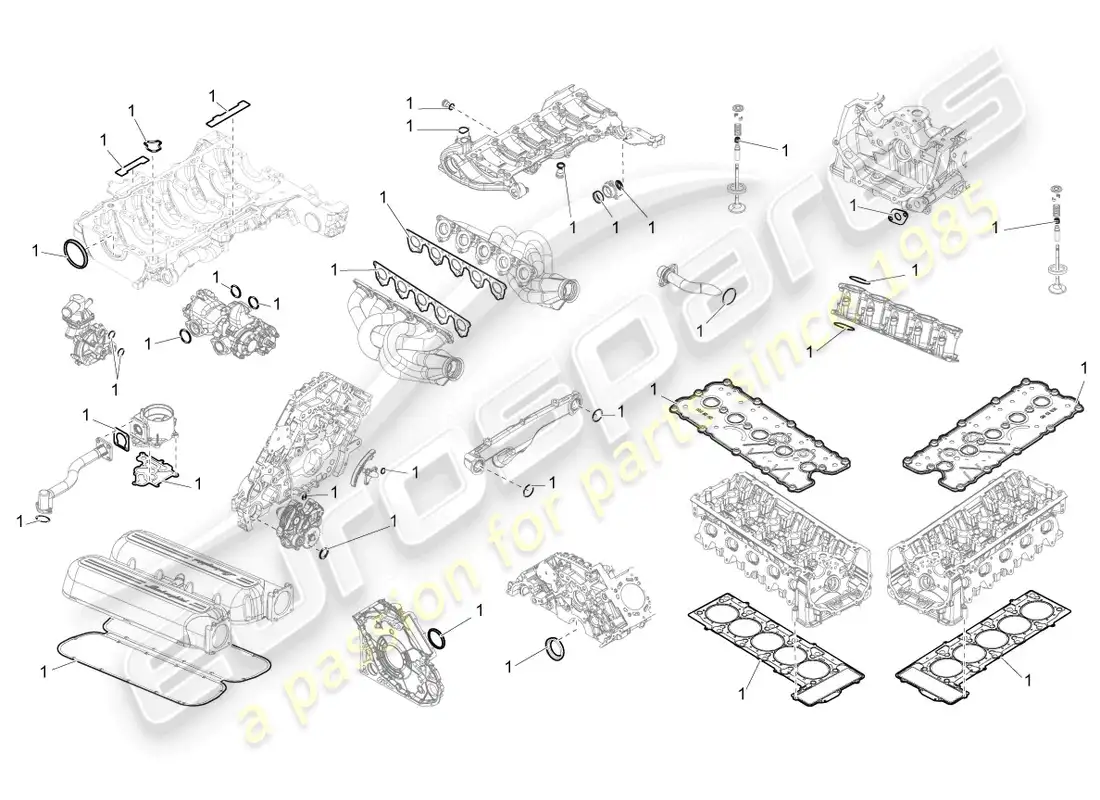lamborghini superleggera (2008) juego de juntas para motor diagrama de piezas