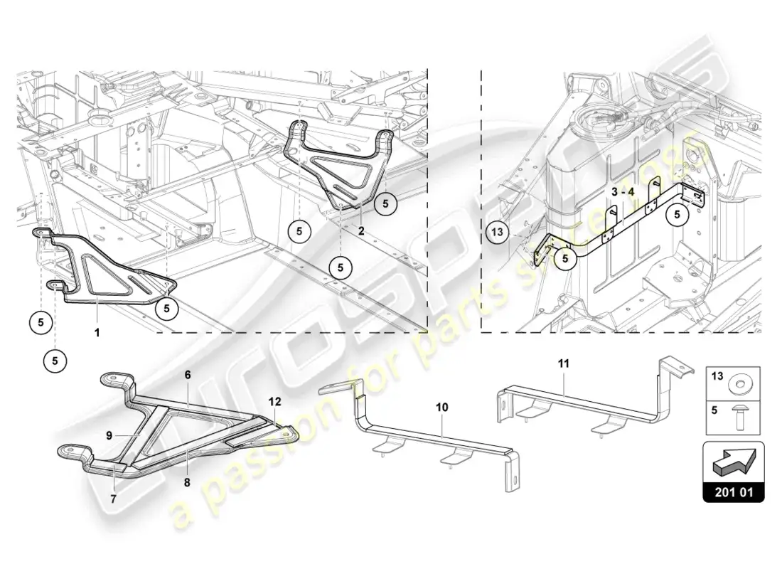 lamborghini countach lpi 800-4 (2022) bracket for fuel tank diagrama de piezas
