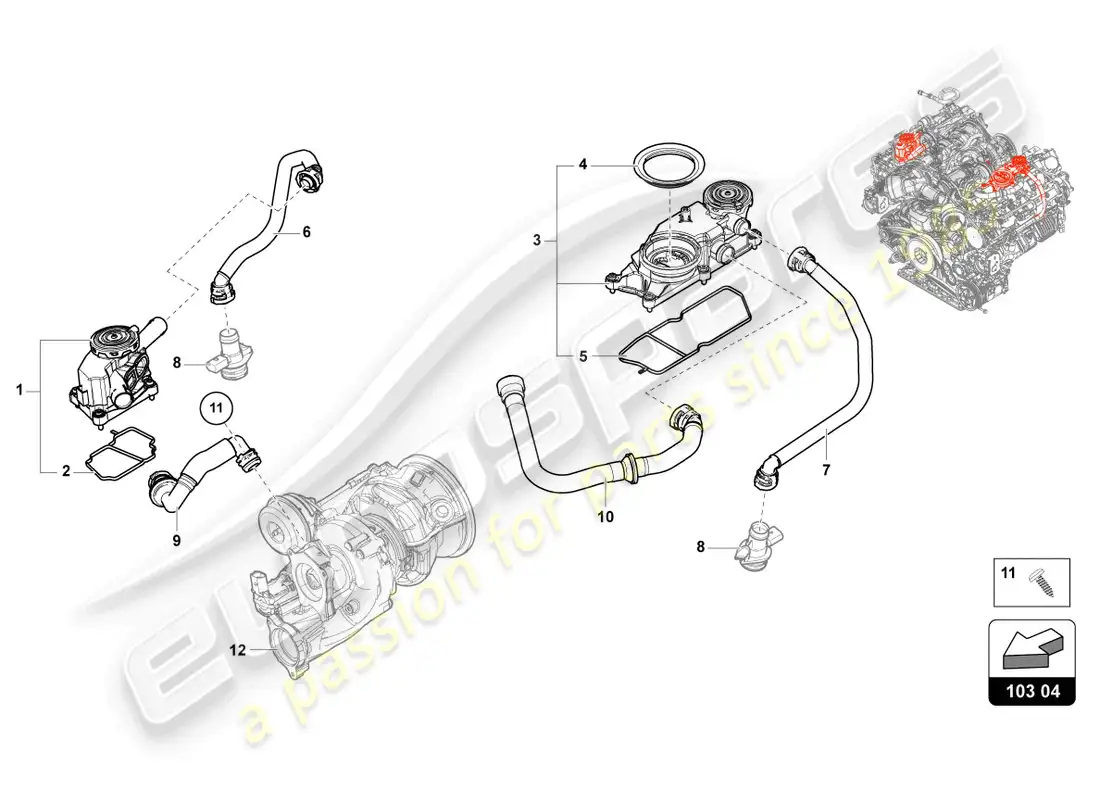 lamborghini urus (2019) ventilation for cylinder block diagrama de piezas