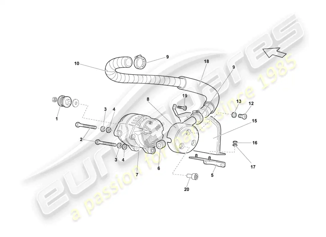 lamborghini lp640 roadster (2007) alternador diagrama de piezas