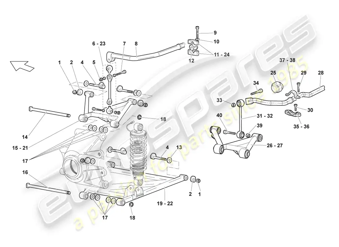 lamborghini lp640 coupe (2008) obús trasero diagrama de piezas