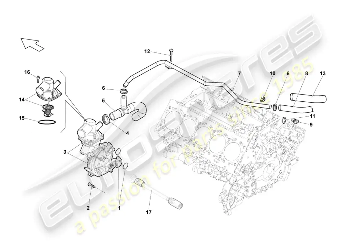 lamborghini gallardo coupe (2005) bomba de refrigerante diagrama de piezas