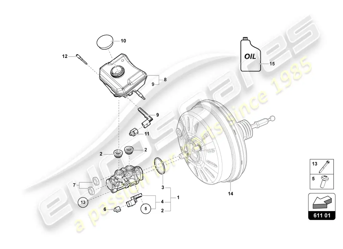 lamborghini urus (2022) cilindro maestro de freno en tándem diagrama de piezas
