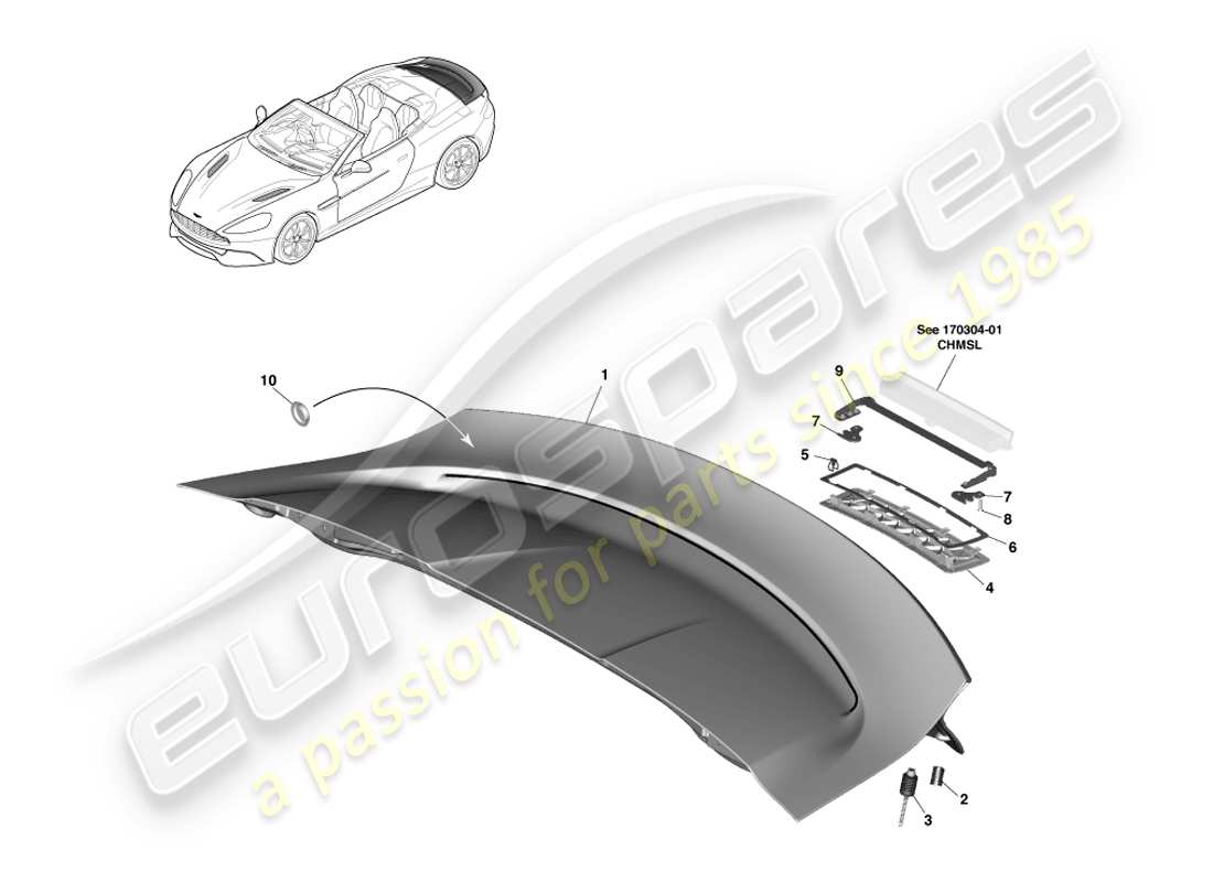 aston martin vanquish (2013) conjunto de tapa de cubierta, volante diagrama de piezas