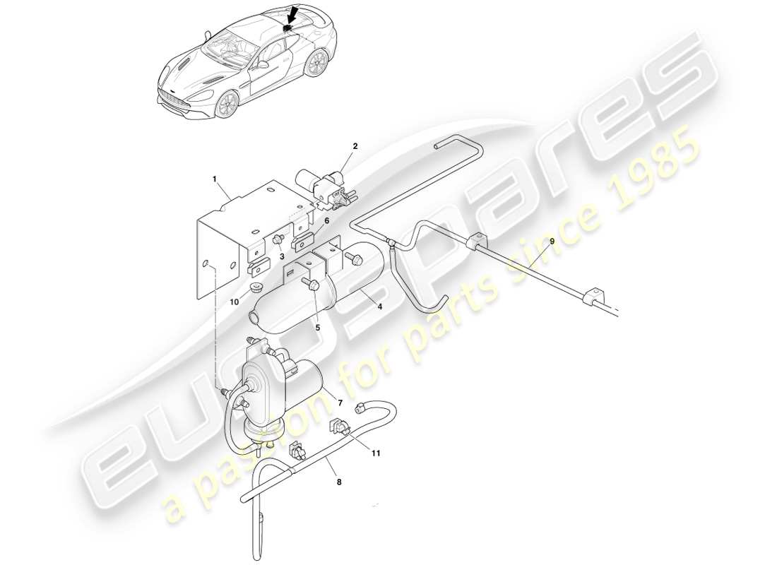 aston martin vanquish (2014) control acústico diagrama de piezas