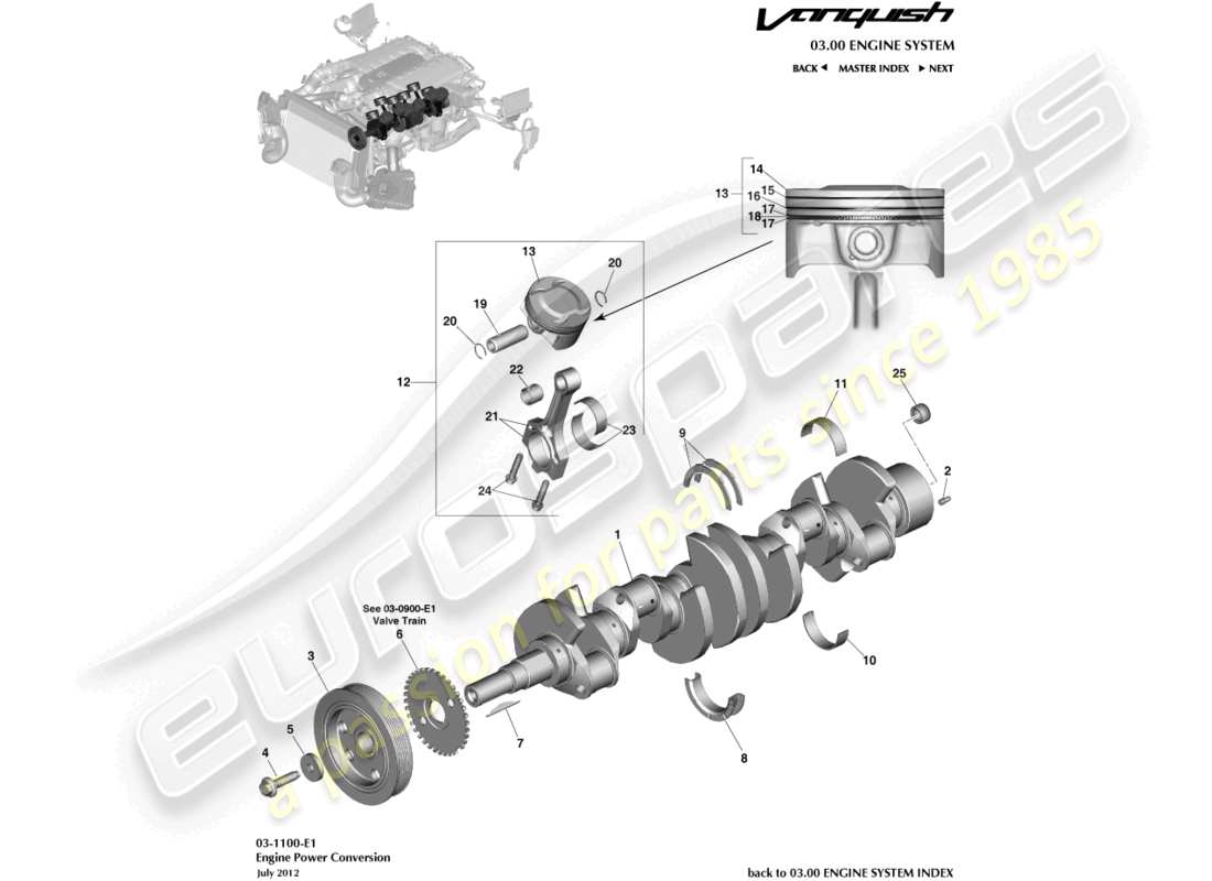 aston martin vanquish (2017) conversión de energía diagrama de piezas
