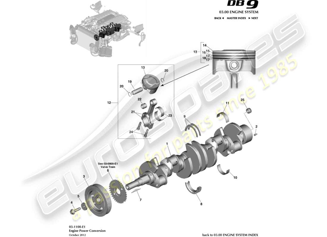 aston martin db9 (2015) diagrama de piezas de conversión de energía