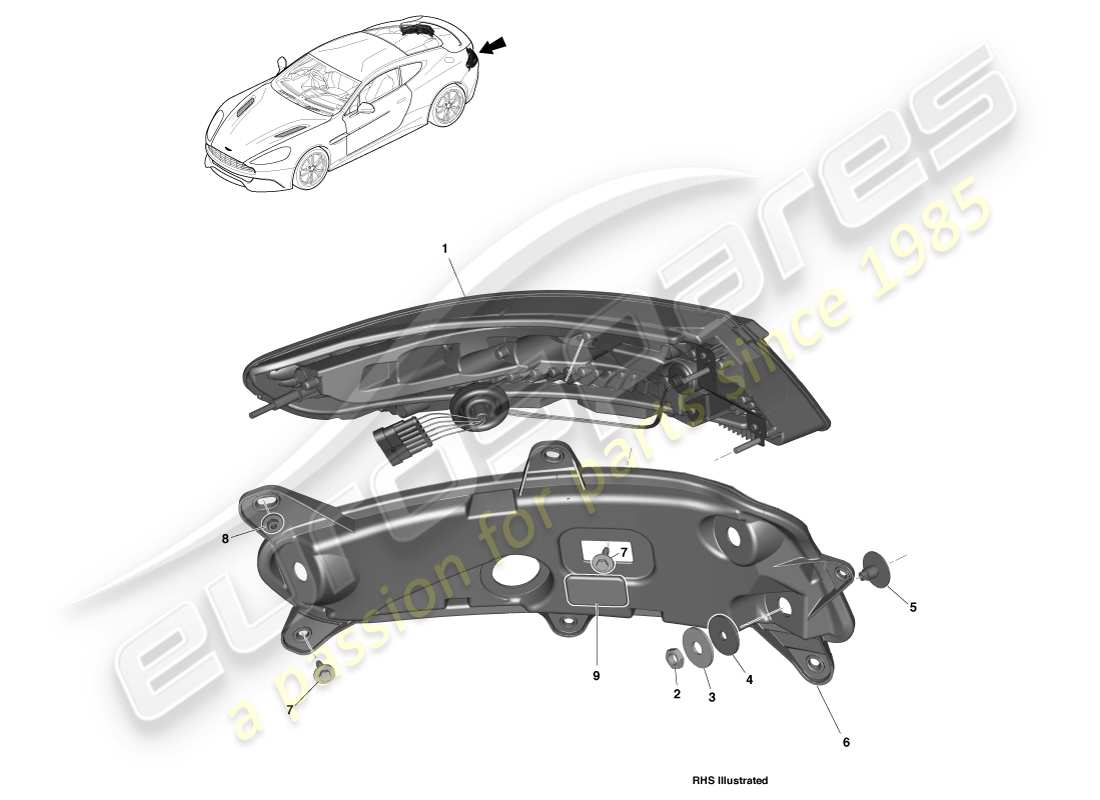 aston martin vanquish (2013) luces traseras diagrama de piezas