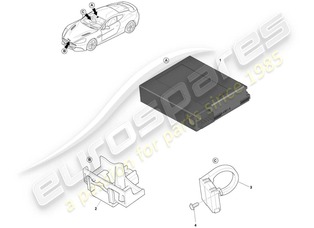 aston martin vanquish (2013) sensores de alarma diagrama de piezas
