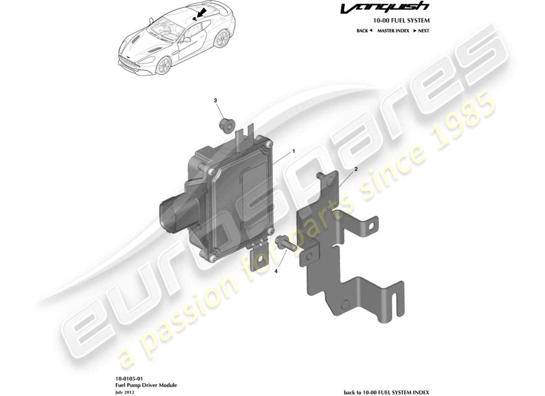 aston martin vanquish (2016) módulo de bomba de combustible diagrama de piezas