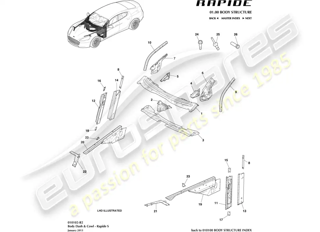 diagrama de pieza que contiene el número de pieza goad43-f8875-aa