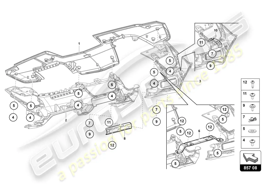 lamborghini ultimae (2022) tablero de instrumentos diagrama de piezas