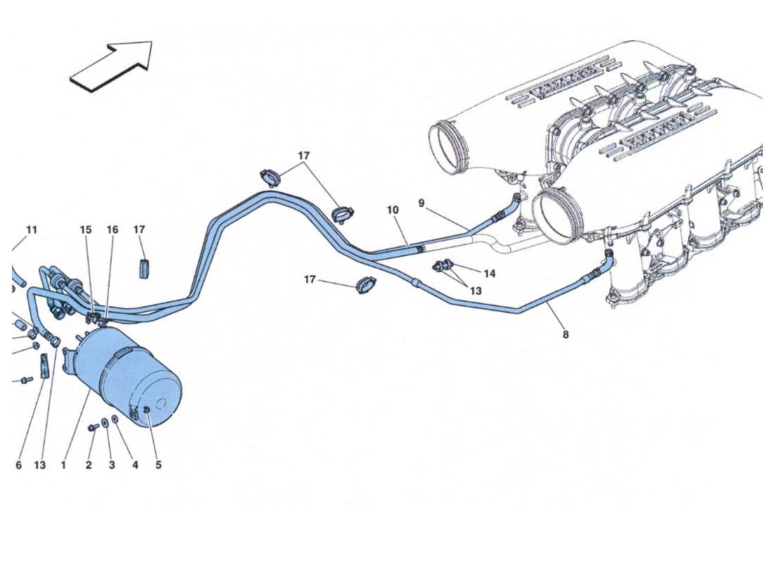 ferrari 458 challenge diagrama de partes de impianto aria secondaria