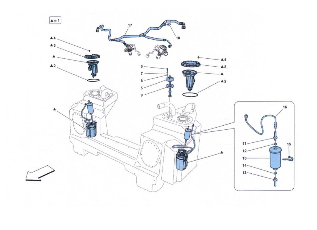ferrari 458 challenge diagrama de piezas de pompe e tubazioni alimentazione
