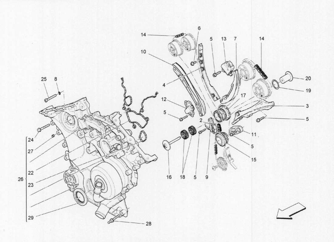 maserati qtp. v6 3.0 bt 410bhp 2015 diagrama de piezas de sincronización