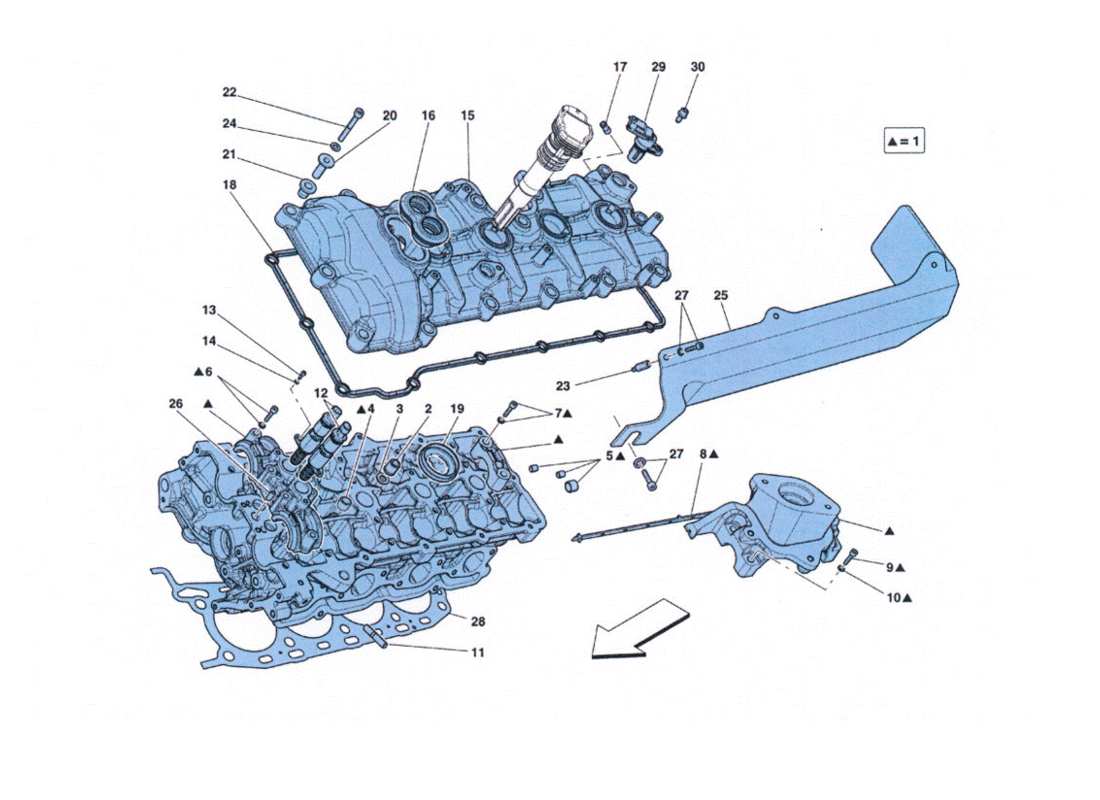 ferrari 458 challenge diagrama de piezas de testa cilindri sinistra