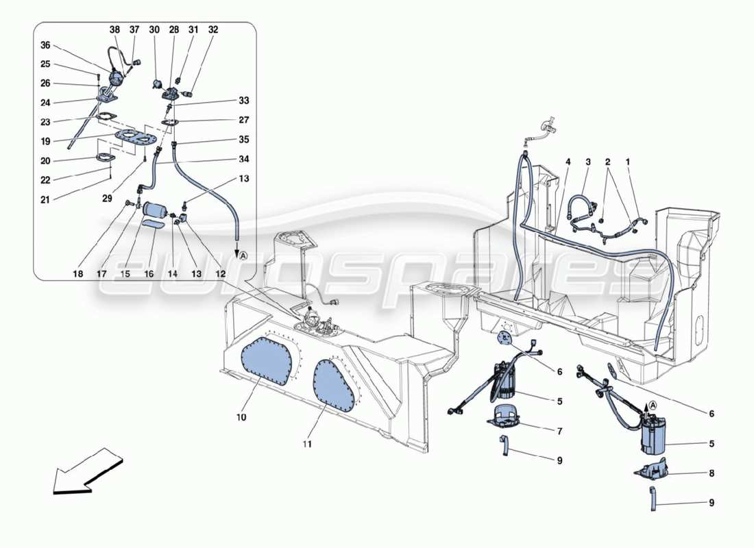 FERRARI 488 CHALLENGE DIAGRAMA DE PIEZAS DE TUBERÍAS DE COMBUSTIBLE ferrari 488 challenge diagrama de piezas de tuberías de combustible